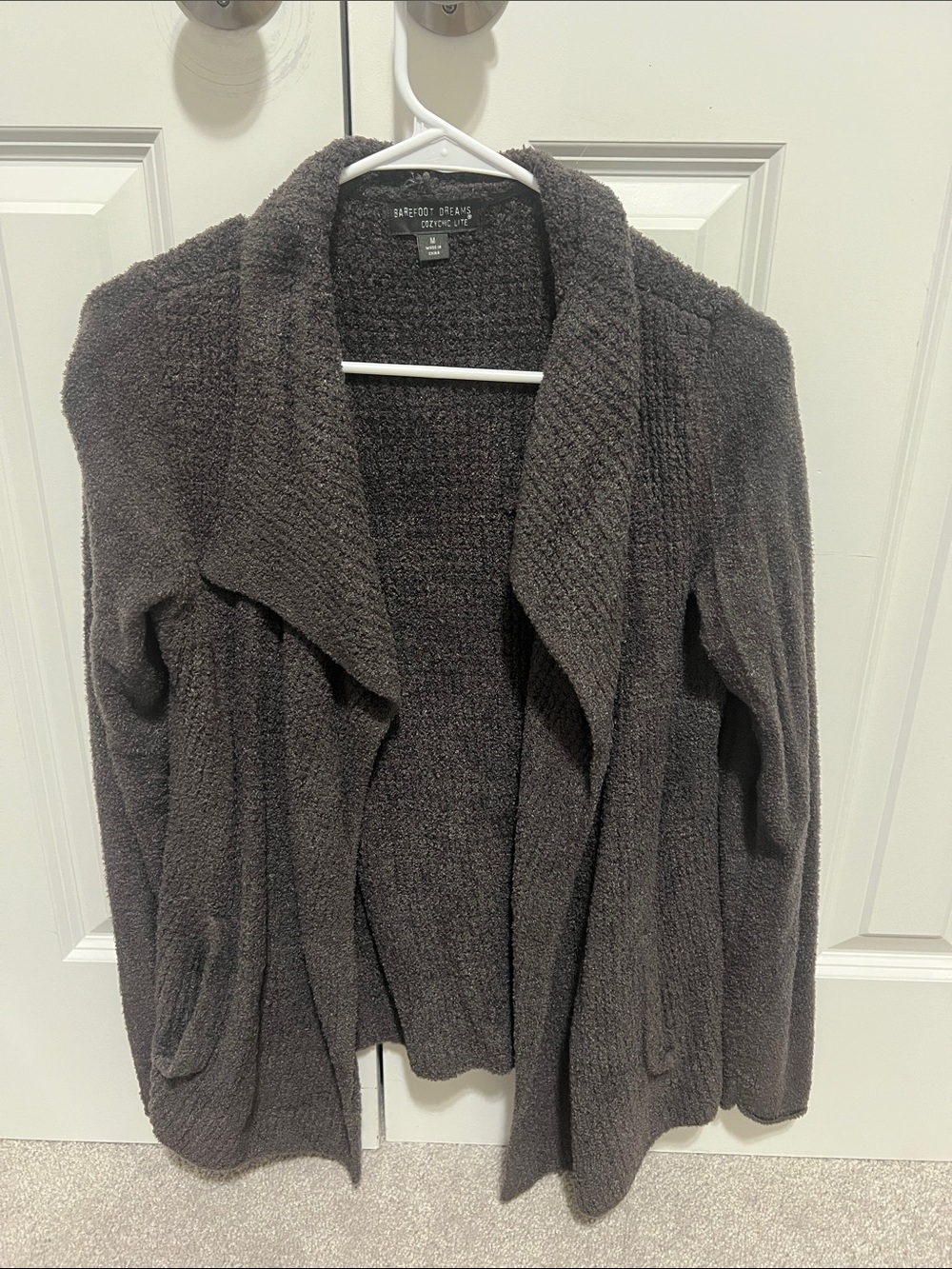 Barefoot Dreams Plush Open-Front Cardigan in gray